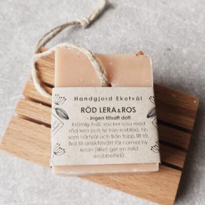 Ekotvål & Schampobar Röd Lera & Ros Doftfri från Malin i Ratan 110g