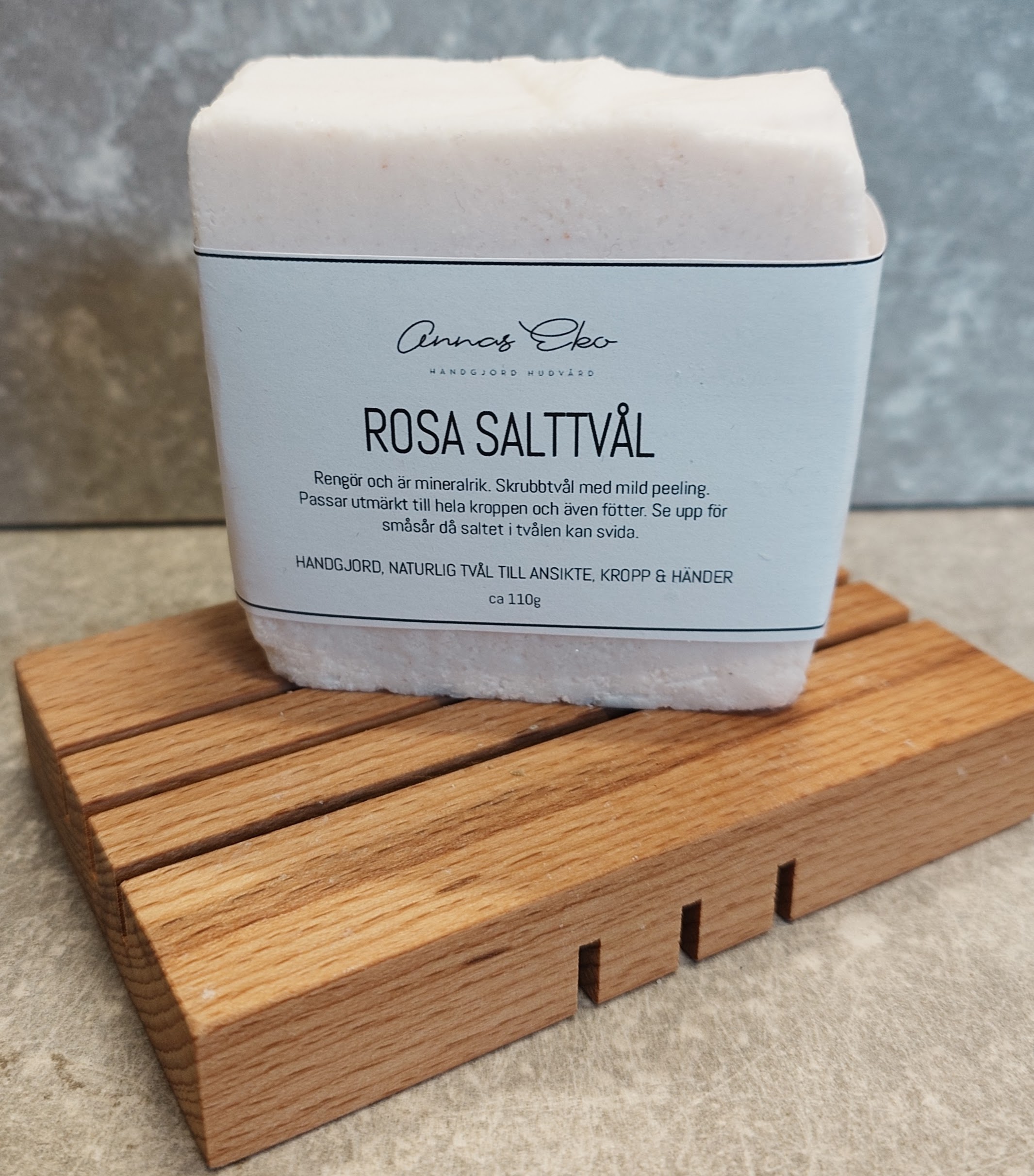 Handgjord Tvål - Rosa Salttvål - Skrubbtvål från Annas Eko 150g